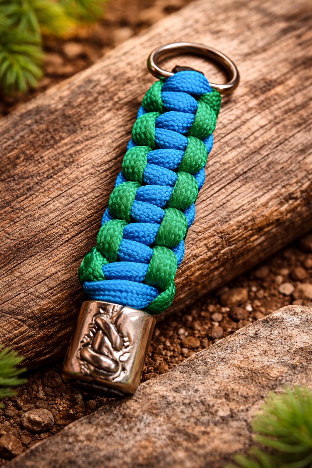 Paracord kulcstartó – kék / zöld
